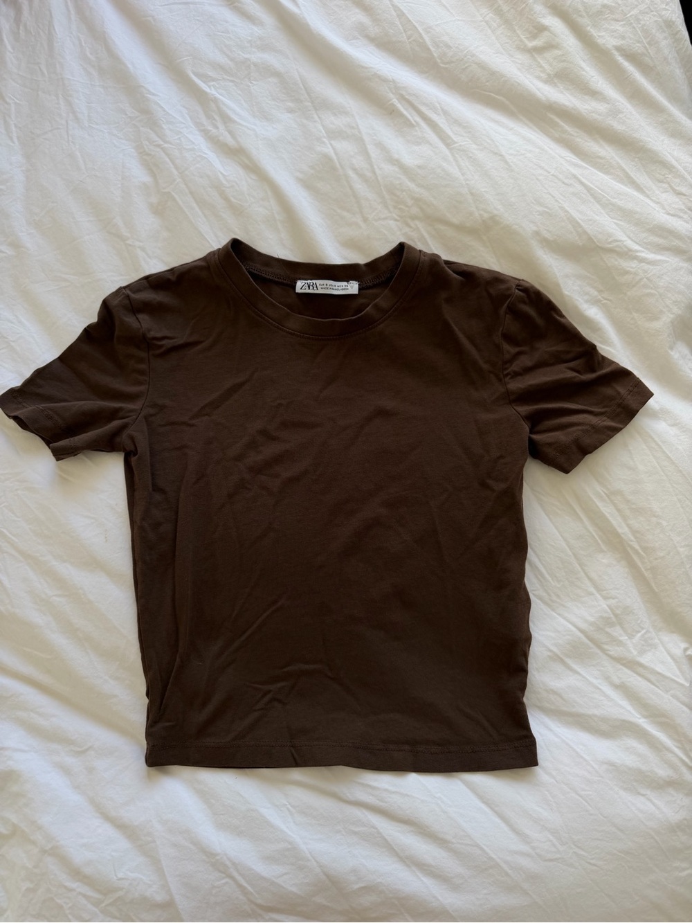 Zara Fitted Short-Sleeve Crop Top